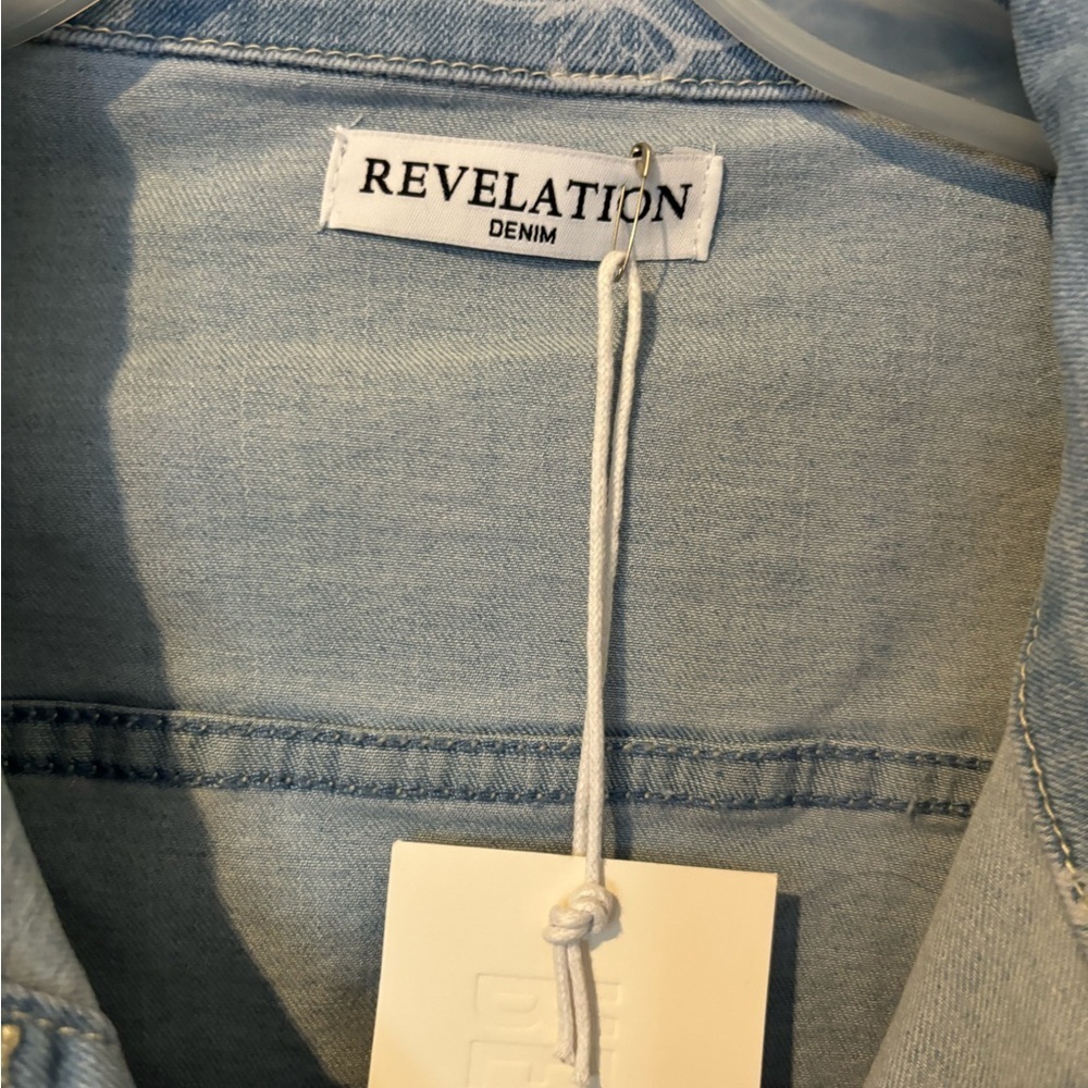 Denim Jacket NWOT With White Butterflies and Long Sleeves - Picture 7 of 12